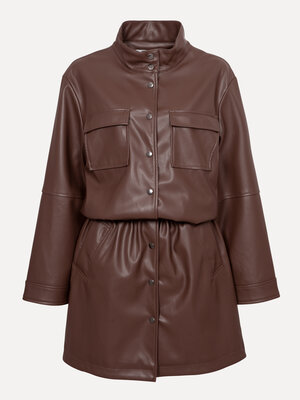 Vegan leather dress Mitch. This brown vegan leather mini dress strikes the perfect balance between edgy and feminine. The...