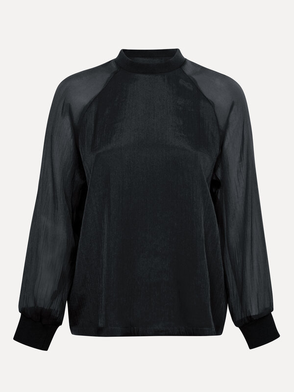 Les Soeurs Blouse en organza Maaike 2. Blouse noire en organza semi-transparent avec manches longues. Les manches translu...