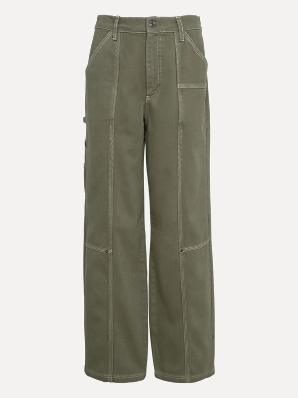 Les Soeurs Jean à coutures contrastées Mill 2. Allure utilitaire et style affirmé. Ce pantalon khaki avec coutures contra...
