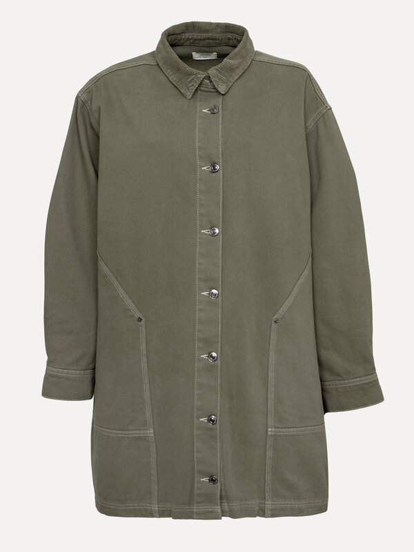 Les Soeurs Jurk contrast stitch Missa 2. Cool met een zachte twist. Deze korte khaki jurk met contrasterende stiksels com...