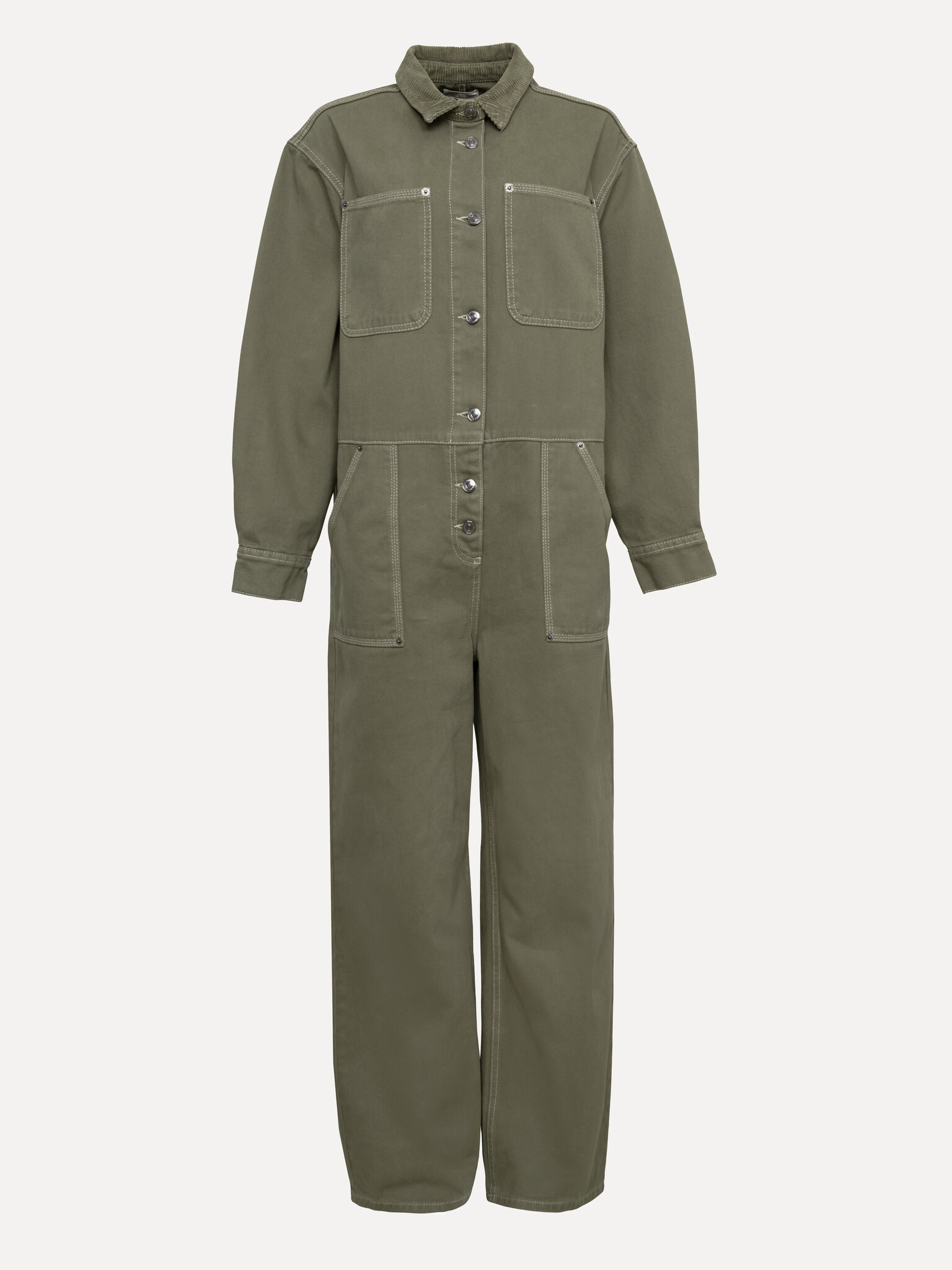 Les Soeurs Contrast stitch jumpsuit Mono 2. This khaki jumpsuit with contrast stitching adds an instant cool touch to you...