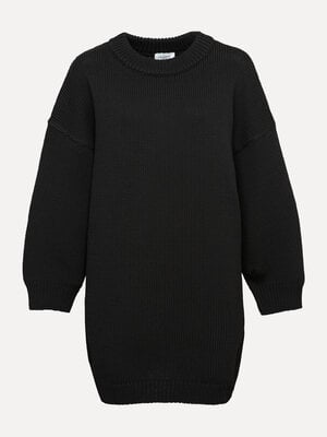 Gebreide jurk Monti. Little black fall dress. Deze zwarte, kortgebreide jurk in grofgebreide tube yarn straalt minimalism...