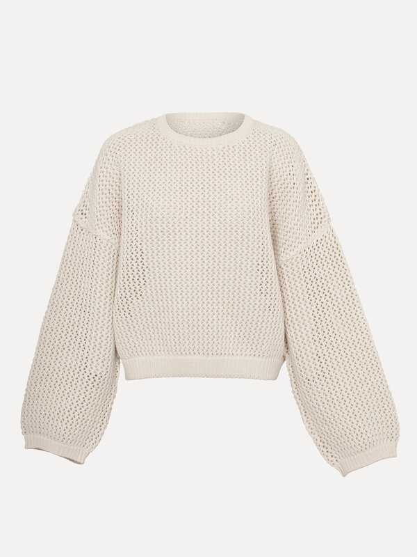 Les Soeurs Gebreide trui Mali 2. Deze ecru sweater in tube yarn is jouw nieuwe favoriet. De losse pasvorm zorgt voor ulti...