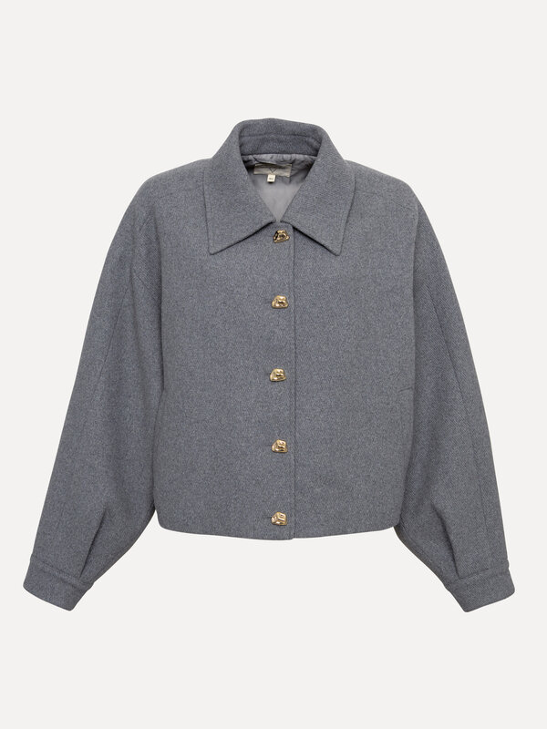 Les Soeurs Veste en laine Manon 2. Une touche d’or. Cette veste grise raffinée séduit par ses boutons dorés asymétriques ...