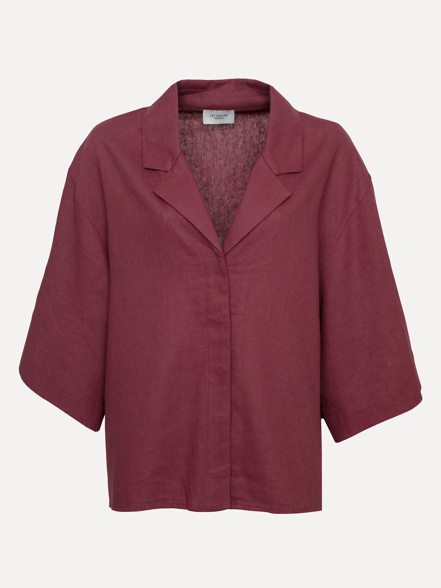 Les Soeurs Hemd Marlow 2. Burgundy breeze. Dit luchtige hemd in linnenmix met 3/4 mouw is een veelzijdige essential. De r...