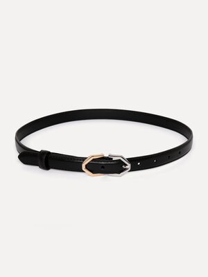 Belt Andrea. Black belt with a unique duo-tone buckle in gold and silver that instantly gives any look a modern upgrade. ...