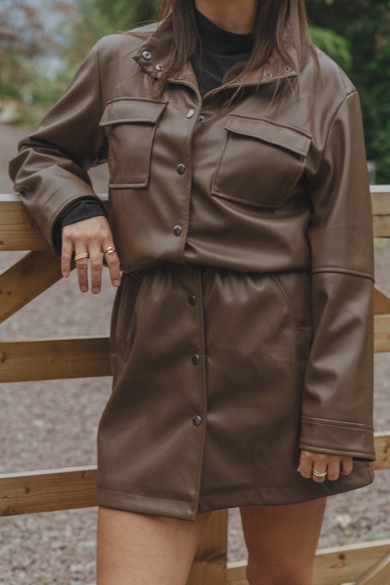 Les Soeurs Vegan leather dress Mitch 8. This brown vegan leather mini dress strikes the perfect balance between edgy and ...