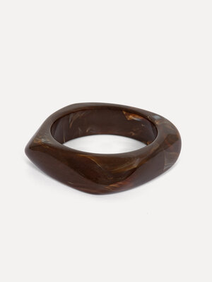 Resin bangle bracelet rectangle. Bold refinement - This dark brown rectangular resin bangle brings elevated elegance with...
