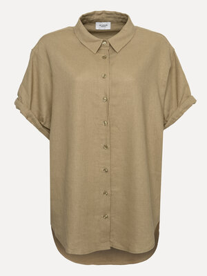 Blouse Mercer. Natural tones, timeless style. Dit losvallende linnenhemd in een aardse kleur is de perfecte mix van nonch...