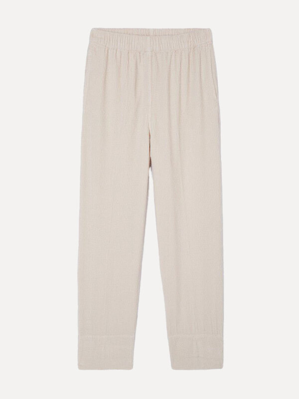 American Vintage Pantalon côtelé Padow 2. Effortless en écru. Ce pantalon en velours côtelé à taille haute et coupe ample...