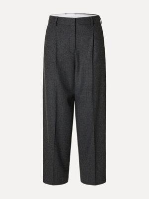 Broek met bandplooien Berit. Get dressed! Deze grijze pantalon met barrel fit en fijne bandplooien houdt je warm en geeft...