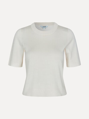 Knitted sweater Carla Bravani. Pure elegance. This short-sleeve top in a soft sugar-white shade feels light and comfortab...