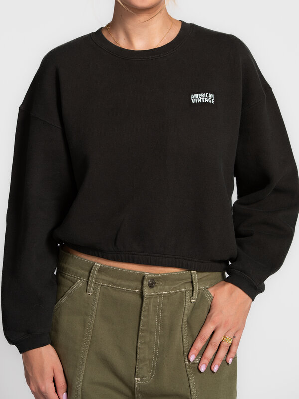American Vintage Sweater Izubird 4. Soft spot - Deze donkergrijze sweater met vintage washing en relaxte pasvorm is jouw ...