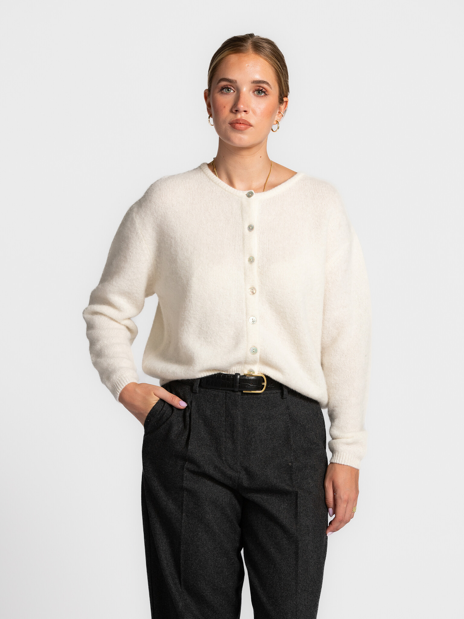 American Vintage Knitted cardigan Vito19EH25 blanc | Les Soeurs