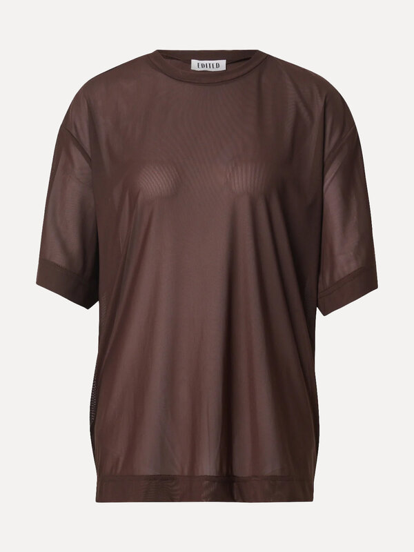 Edited Transparent T-shirt Ulaaka 2. Sheer brown elegance. This dark brown, transparent T-shirt is a true statement piece...