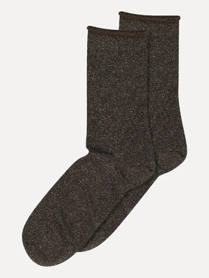 Socks Lucinda. Shimmer in chocolate. Add a touch of sparkle to your look with these dark brown glitter socks. Soft and co...