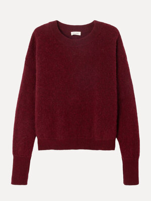 Gebreide pull Vitow. So soft, so chic. Deze ultrazachte alpaca trui in dieprood combineert elegantie en warmte. Niet alle...