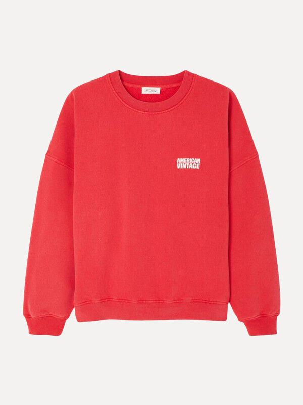 American Vintage Sweater Plizzy 2. Sporty & stylish. Deze rode sweater met relaxte pasvorm brengt kleur in je casual zond...
