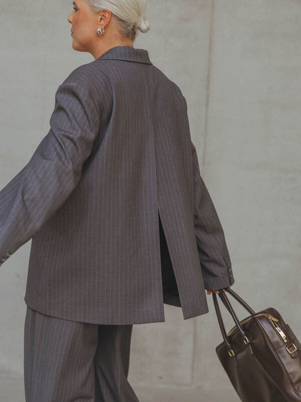 Les Soeurs Pinstripe blazer Momo 3. Pinstripe power. This dark grey pinstripe blazer adds a touch of cool to any look tha...