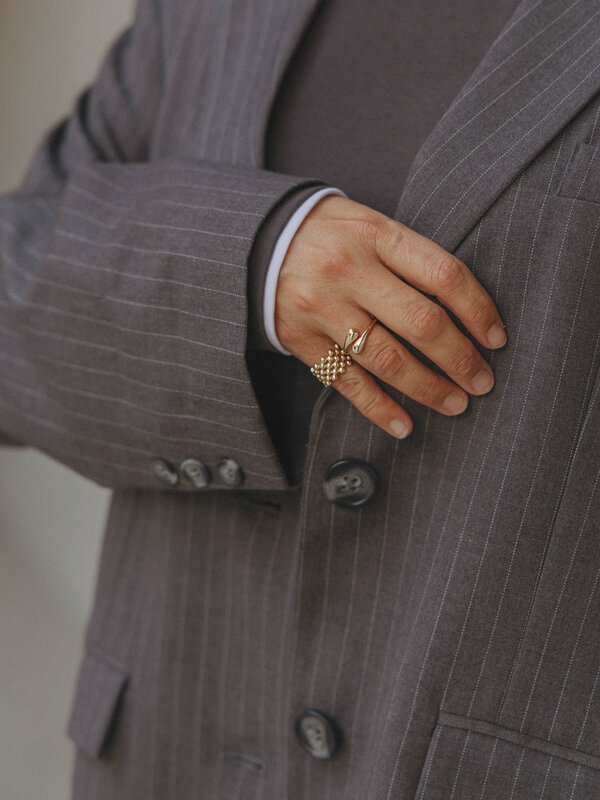 Les Soeurs Pinstripe blazer Momo 5. Pinstripe power. This dark grey pinstripe blazer adds a touch of cool to any look tha...