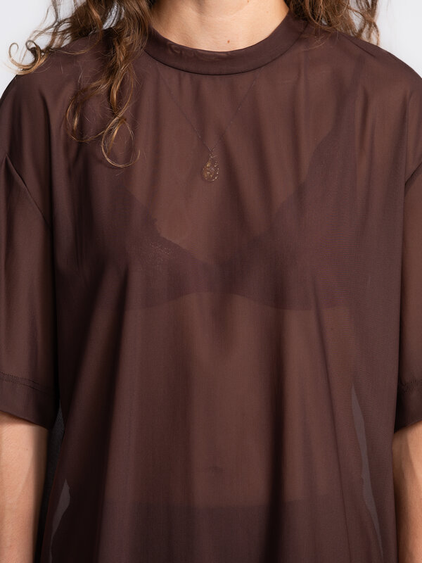 Edited T-shirt transparent Ulaaka 4. Sheer brown elegance. Ce T-shirt transparent marron foncé est une pièce forte. Assoc...