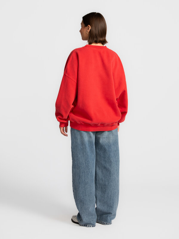 American Vintage Sweater Plizzy 5. Sporty & stylish. Deze rode sweater met relaxte pasvorm brengt kleur in je casual zond...