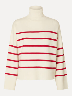 Coltrui Kamma. Striking stripes. Deze zachte coltrui met relaxte pasvorm houdt je warm op grijze herfstdagen en voelt hee...