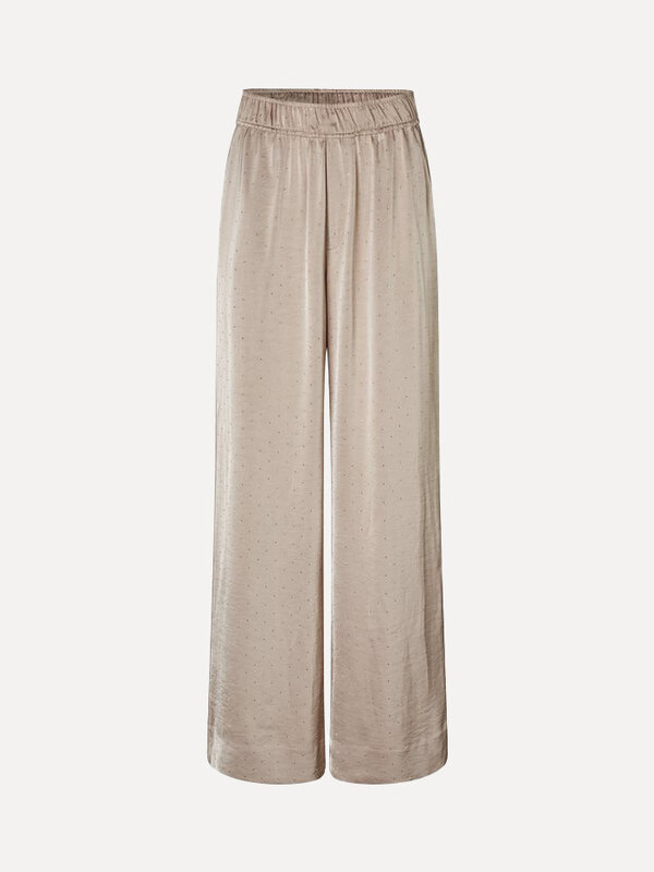 MBYM Pantalon large Asaka 1. Shine on. Ce pantalon large avec détails en strass, taille élastique douce et jambes fluides...