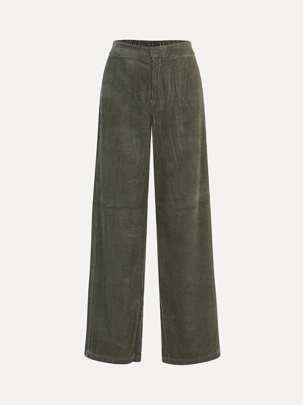MBYM Pantalon ample Picana 2. Ce pantalon en velours vert kaki est doux et chaud, apportant une touche luxueuse à votre l...