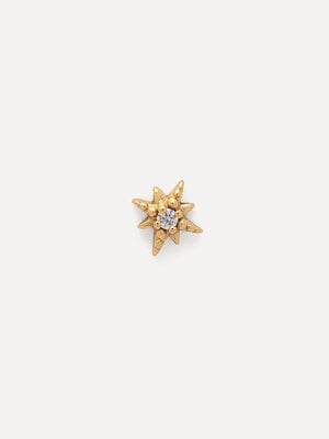 Oorbel Jolie Polarstar. Deze kleine goudkleurige poolster oorbel staat symbool voor een lichtpuntje in de duisternis. Een...