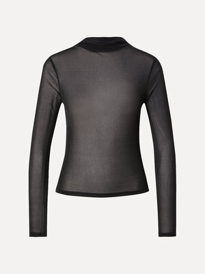 Longsleeve Leela. This black mesh longsleeve adds a refined edge to any outfit. The sheer fabric reveals subtle allure, p...