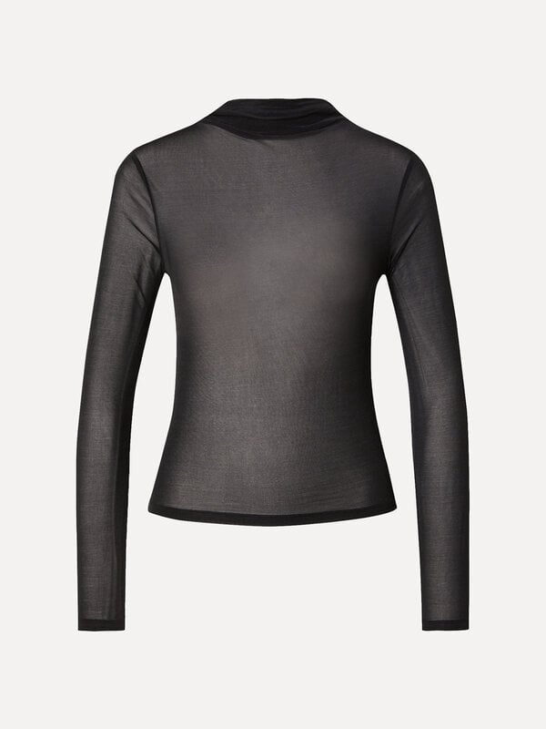 Edited Mesh longsleeve Leela 1. Ce top noir en mesh apporte une touche raffinée à chaque tenue. Sa matière légèrement tra...