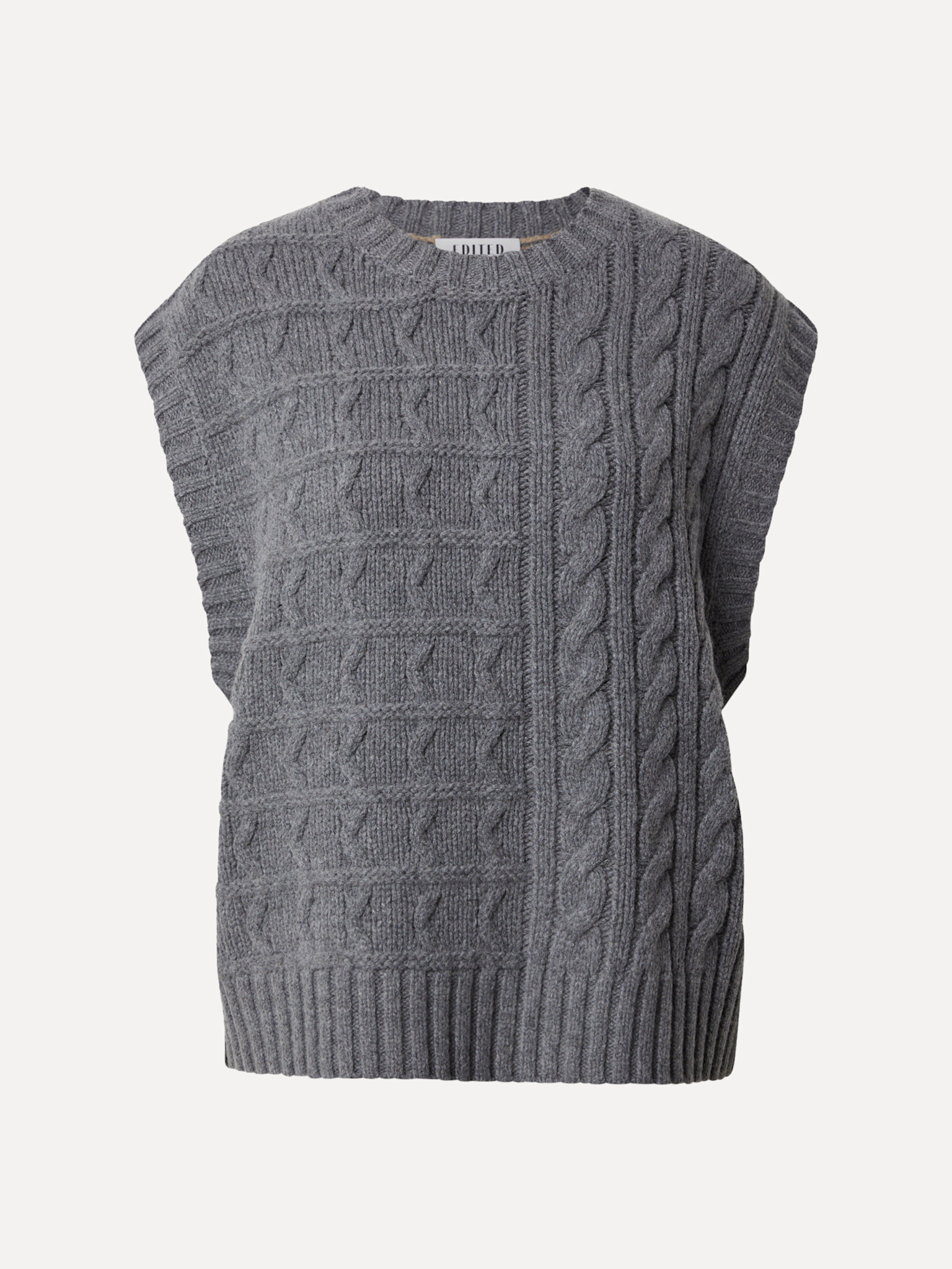 Edited Gilet sans manches Hadley 2. Ce gilet sans manches en maille torsadée se distingue par son devant gris classique e...