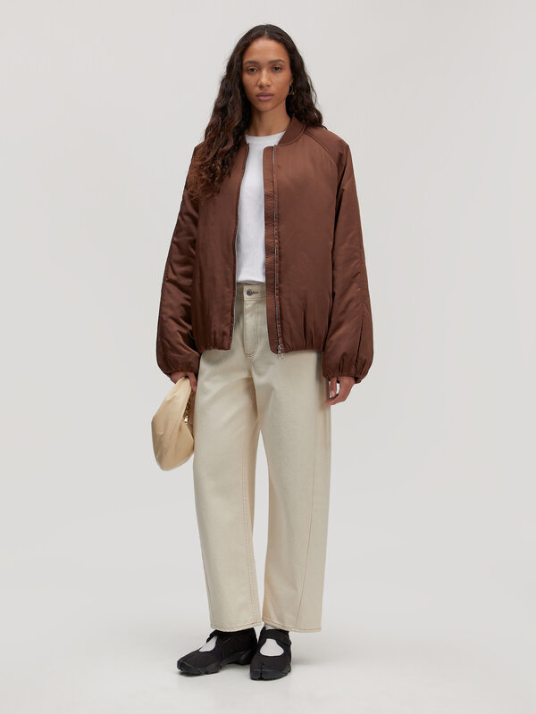 Edited Bomber jacket Nada 3. Color of the season. This dark brown bomber blends elegance with a touch of edge. The rich b...