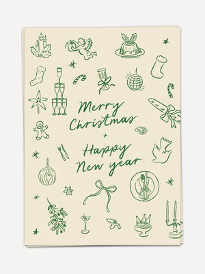 Greeting Card Whimsical Christmas. Send a stylish holiday greeting with this cute ‘Merry Christmas + Happy New Year’ card...
