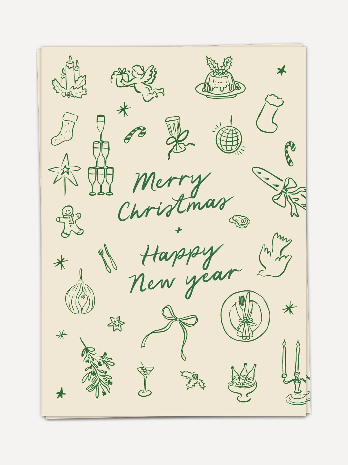 Kaart Blanche wenskaart Whimsical Christmas 1. Stuur een stijlvolle kerstgroet met deze schattige ‘Merry Christmas + Happ...
