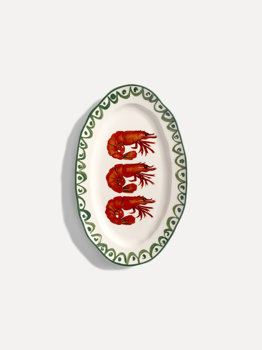 &klevering Platter Sirène Shrimp 1. This unique hand-painted platter is a true eye-catcher on your table. The colorful de...