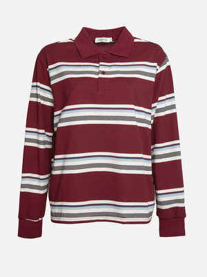 Polo Romi. Rayures tendance pour l’automne. Le polo rayé est l’incontournable de la saison. Le bordeaux profond apporte u...