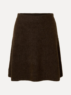 Skirt Lulu. A timeless favourite in a warm, deep hue. This dark brown wool-blend skirt features an elegant A-line and hig...