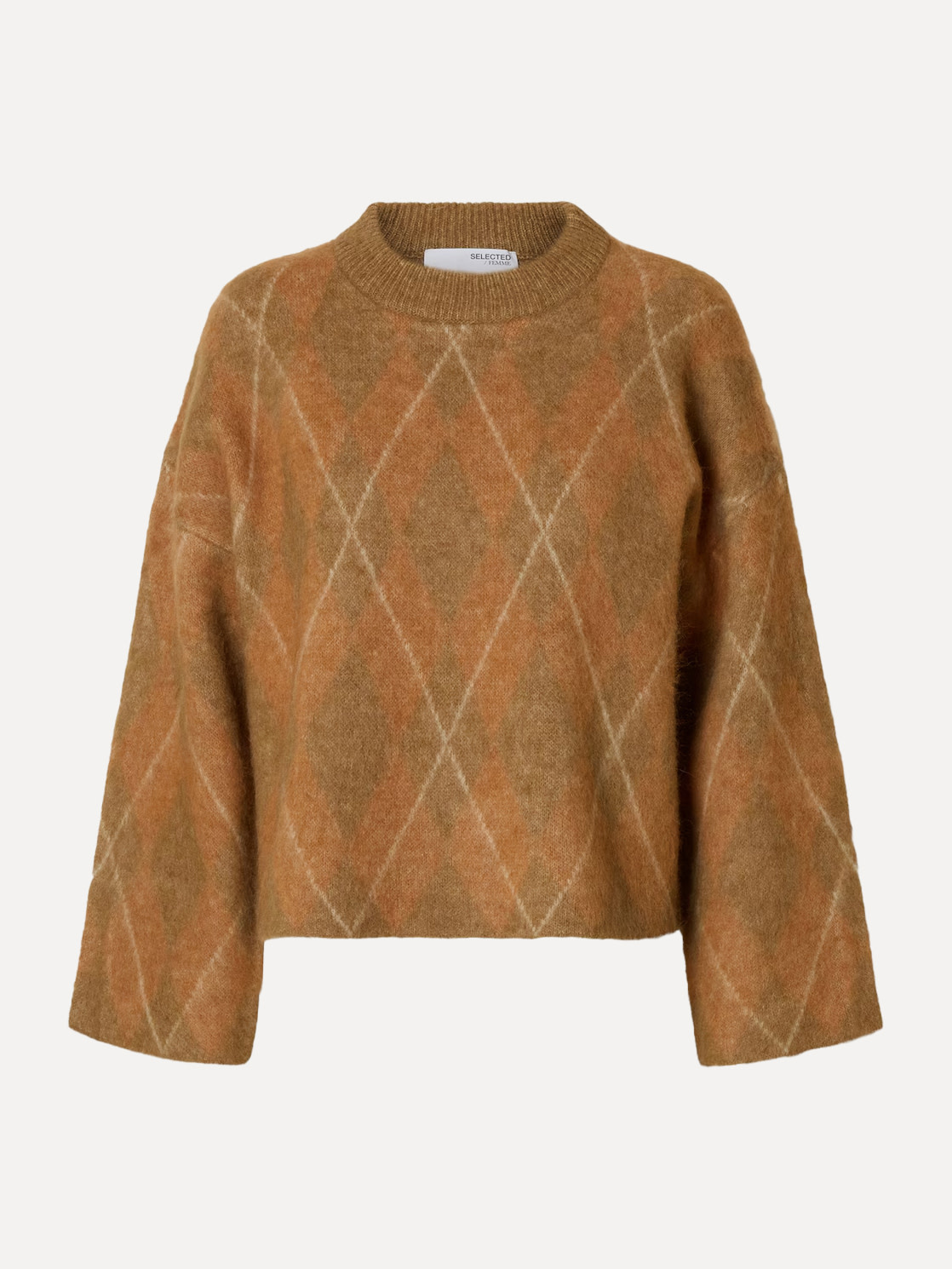 Selected Gebreide trui Lulu 2. Classic charm, modern twist. Deze wollen knit met tijdloos argyle patroon combineert een t...