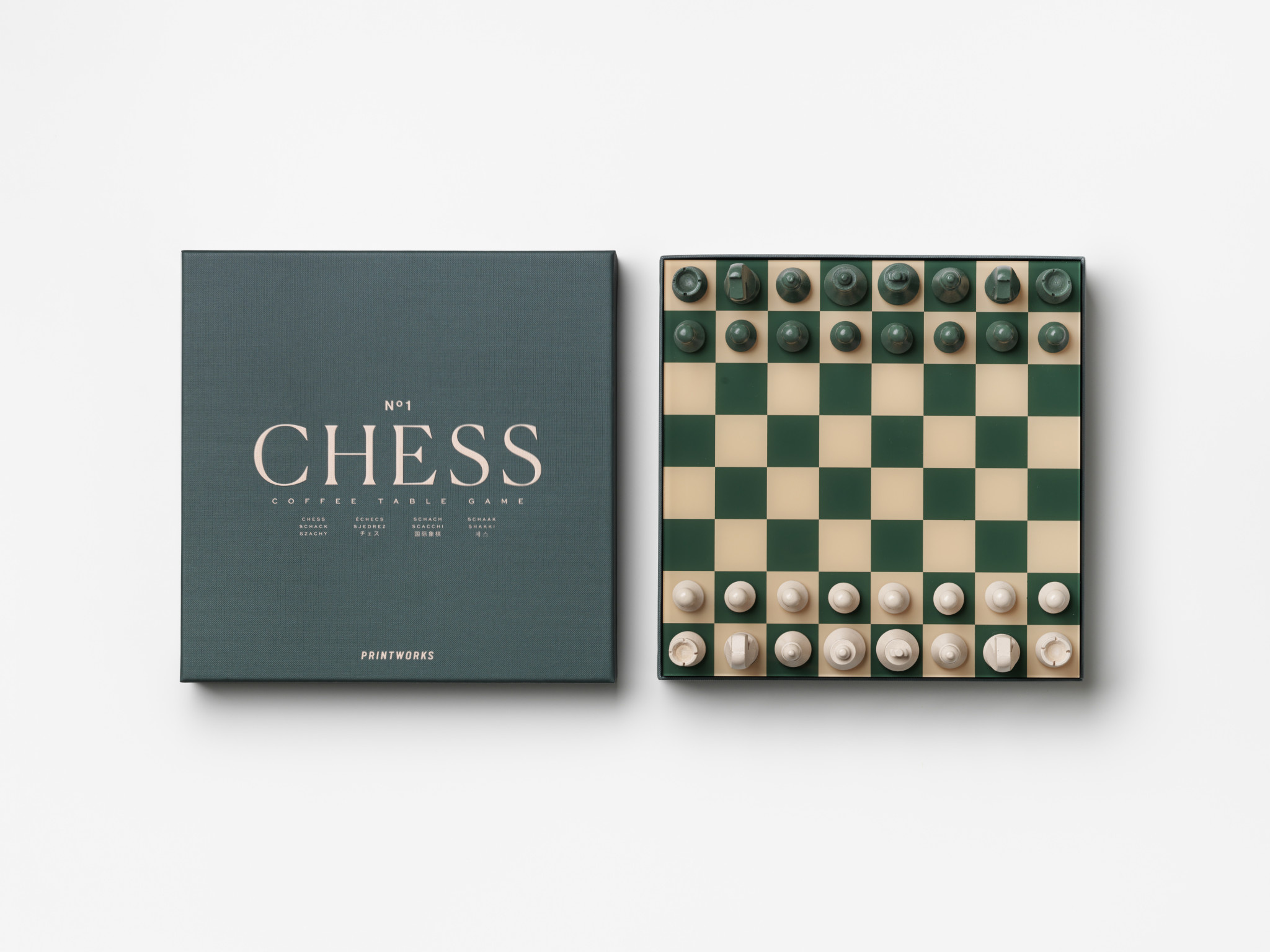 Printworks Chess game Classic 1. This dark green chess set combines timeless strategy with endless gameplay. The meticulo...