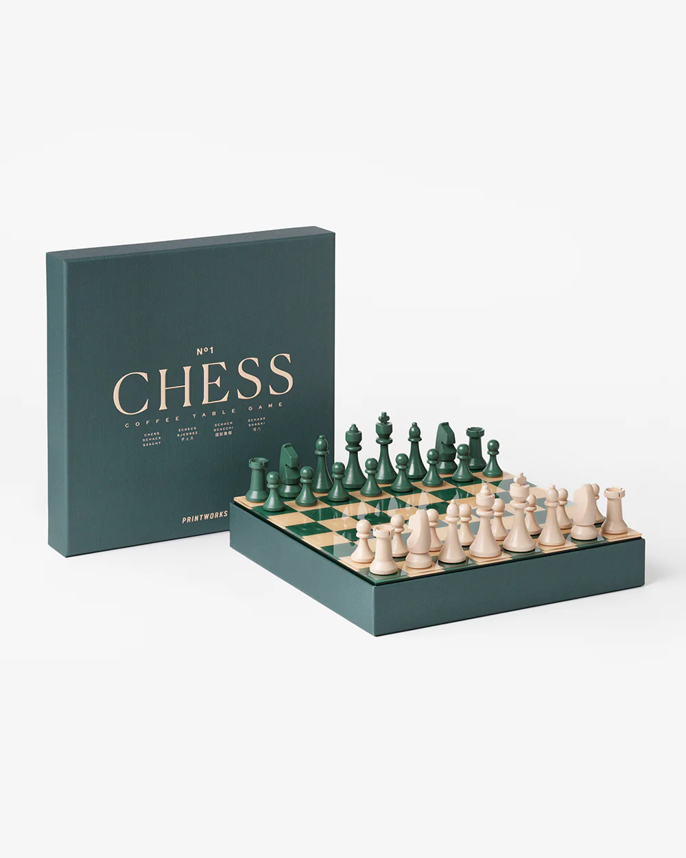 Printworks Chess game Classic 3. This dark green chess set combines timeless strategy with endless gameplay. The meticulo...
