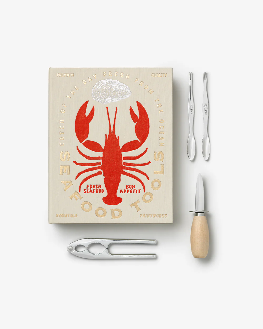 Printworks Geschenkdoos Seafood tools 1. Ontdek een zee van plezier met deze seafood tools geschenkdoos. In een boekvormi...