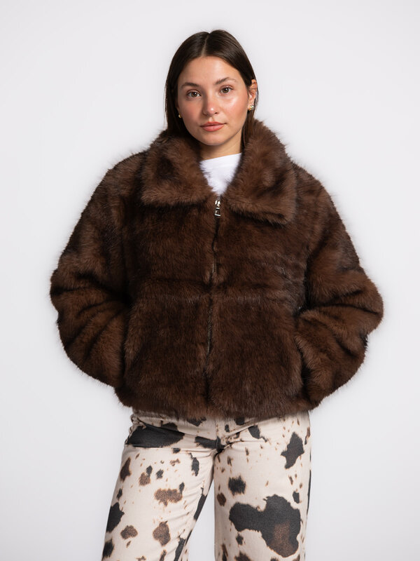 Le Marais fake fur jacket Dani choco | Les Soeurs
