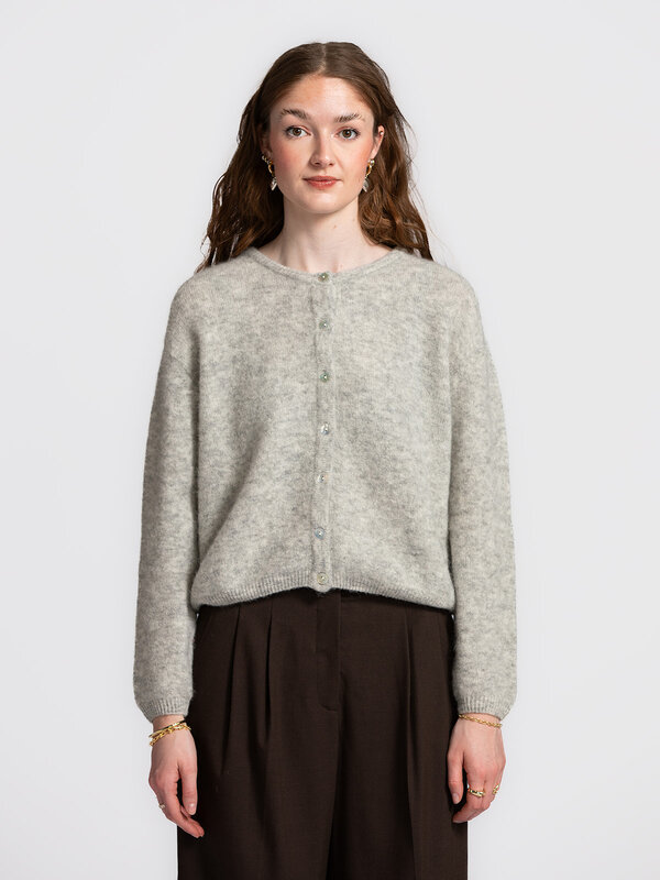 American Vintage Knitted cardigan VITO19E Light Grey Melange | Les