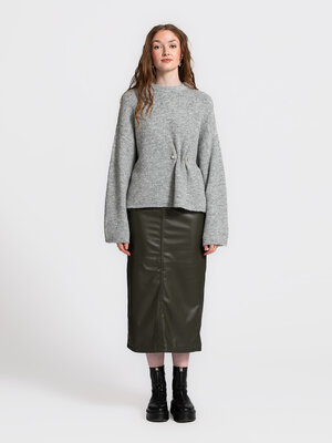 Rok Mick. Khaki never looked so good. Deze khakigroene vegan pencil skirt met split vooraan geeft elke look een moderne, ...