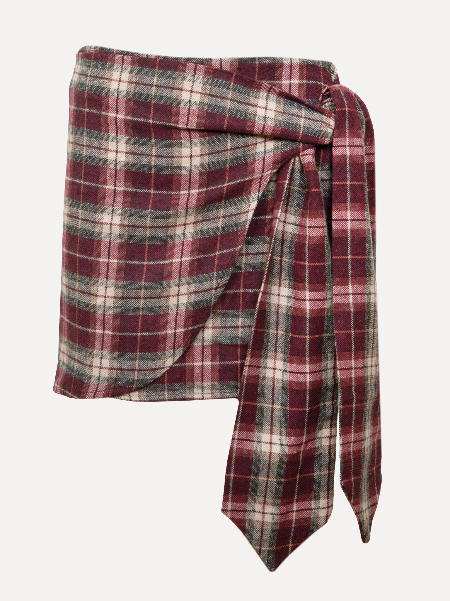 Le Marais Jupe courte Yoshi 2. Wrap it up in flannel. Cette jupe portefeuille bordeaux est un fall favorite grâce à son m...