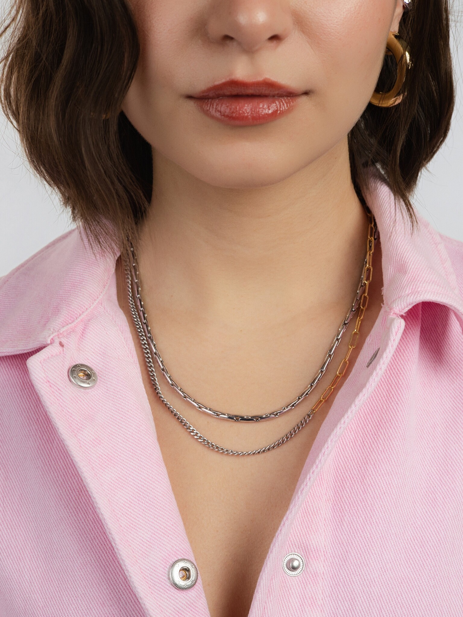 Les Soeurs Necklace Rana Mixed Chain 2. Mix it up! This two-tone necklace brings the best of your favorite metals togethe...