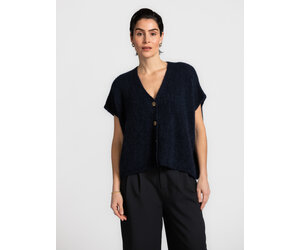 Vrouwen Pak Vest Mode Casual Mouwloze Jas Zomer Revers Formele Vest Voor Vrouwelijke, Donkerblauw, S