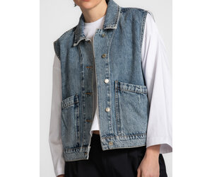 Geknoopt Gewassen Jeansvest Mouwloos Oversize - Distressed Denim Vest Zomer